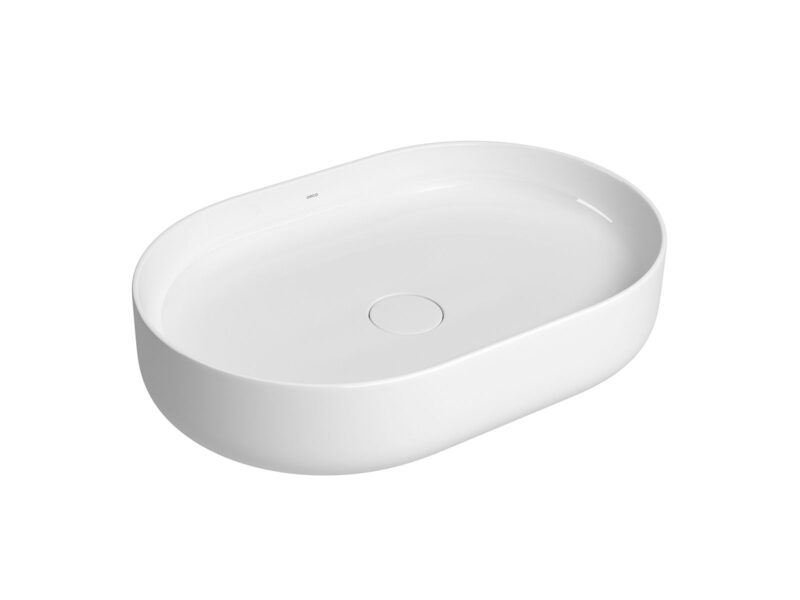 Cuba de Apoio com Mesa Oval 40x60cm Ébano Fosco Slim
