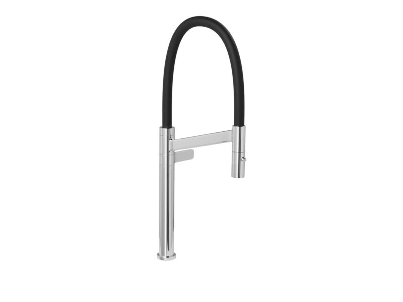 Torneira de Mesa para Cozinha Bica Alta Colore Cromado e Preto Cromado - Preto