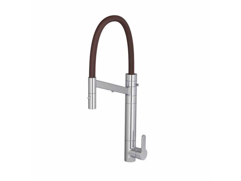 Misturador Monocomando de Mesa com Filtro para Cozinha Twin Colore Cromado e Marrom Cromado - Marrom