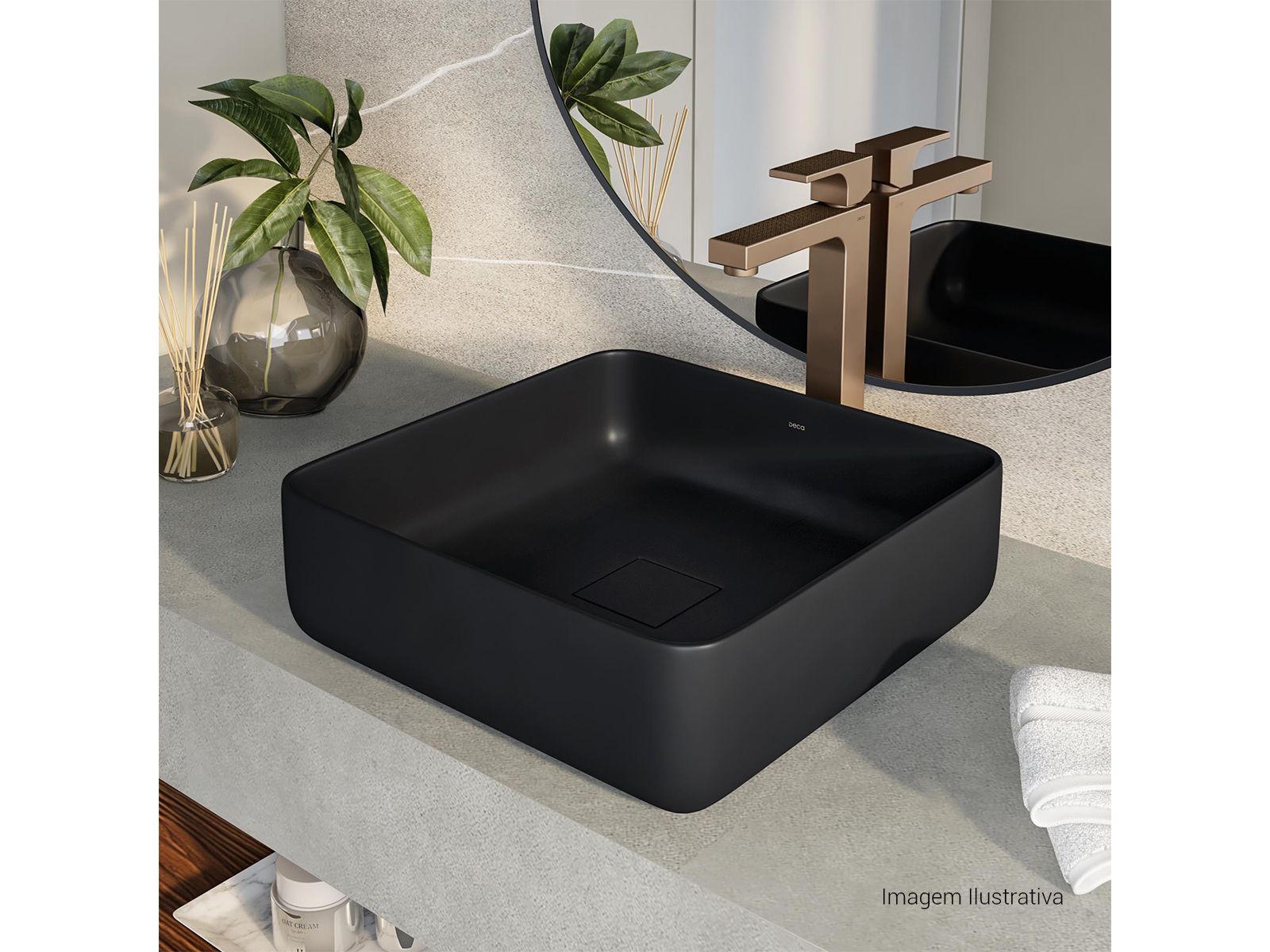 Cuba de Apoio Quadrada com Deck 40x40cm Soft Antracite Slim - Imagem 33