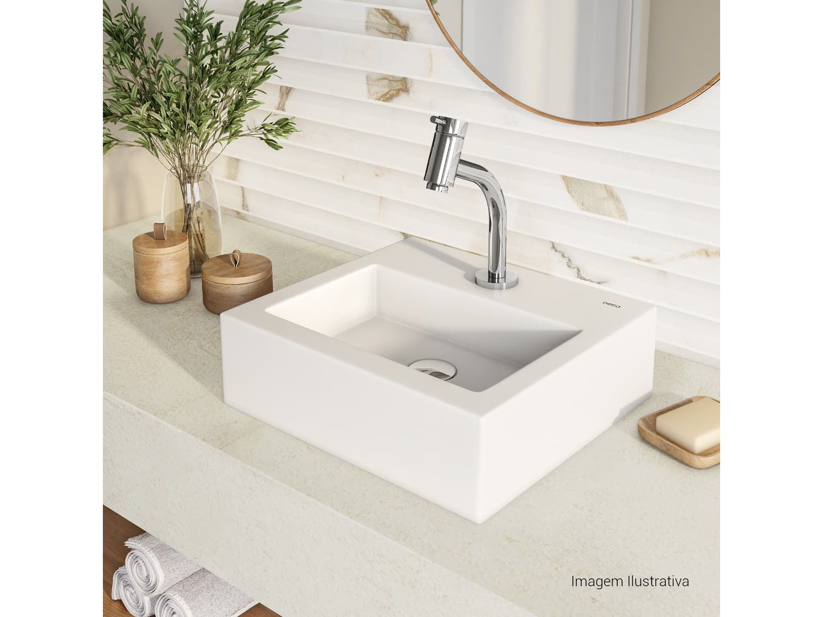 Cuba de Apoio Retangular com Mesa Deca 32,5x35,5cm Branco Linha L - Imagem 3