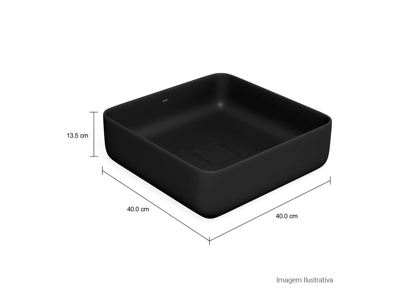 Cuba de Apoio Quadrada com Deck 40x40cm Soft Antracite Slim - Imagem 34