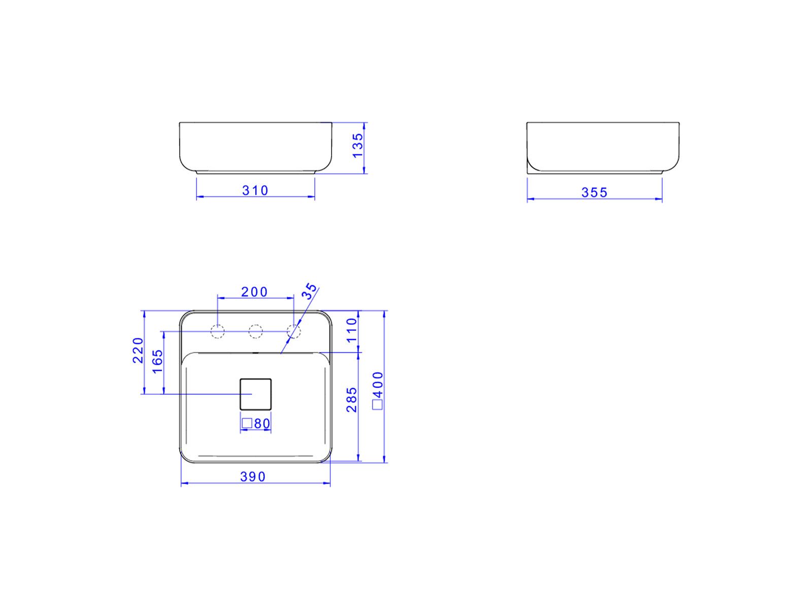 Cuba de Apoio Quadrada com Deck 40x40cm Soft Antracite Slim - Imagem 30