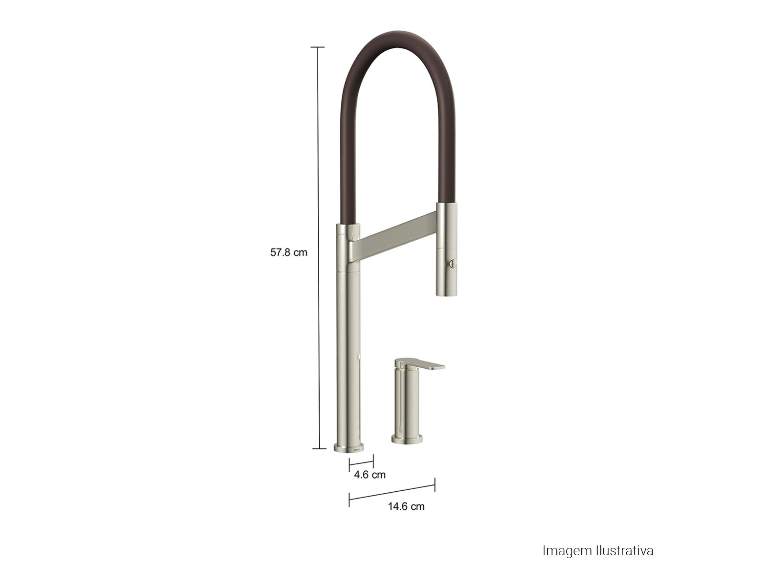 Misturador Monocomando de Mesa para Cozinha Colore e Marrom - Imagem 5