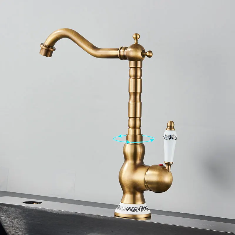Torneira Monocomando Estilo Antigo para Cozinha ou Banheiro com Bica Giratória - Imagem 5