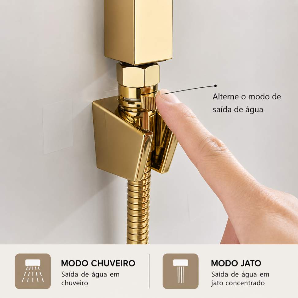Chuveiro articulado para Banheiro com Desviador e Chuveirinho - Imagem 8